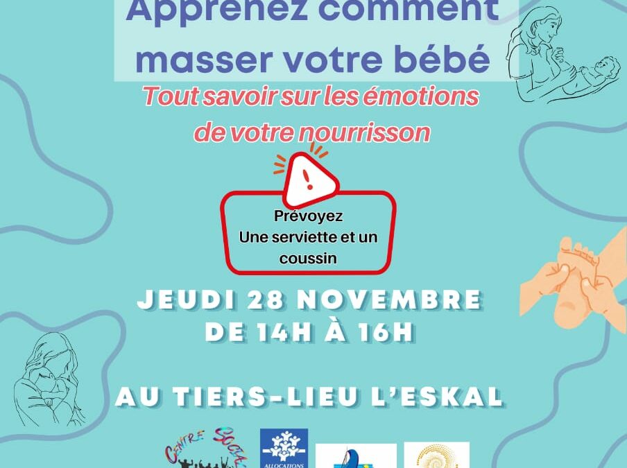 Initiation gratuite massage pour bébé à Sainte-Rose le 28 novembre 2024